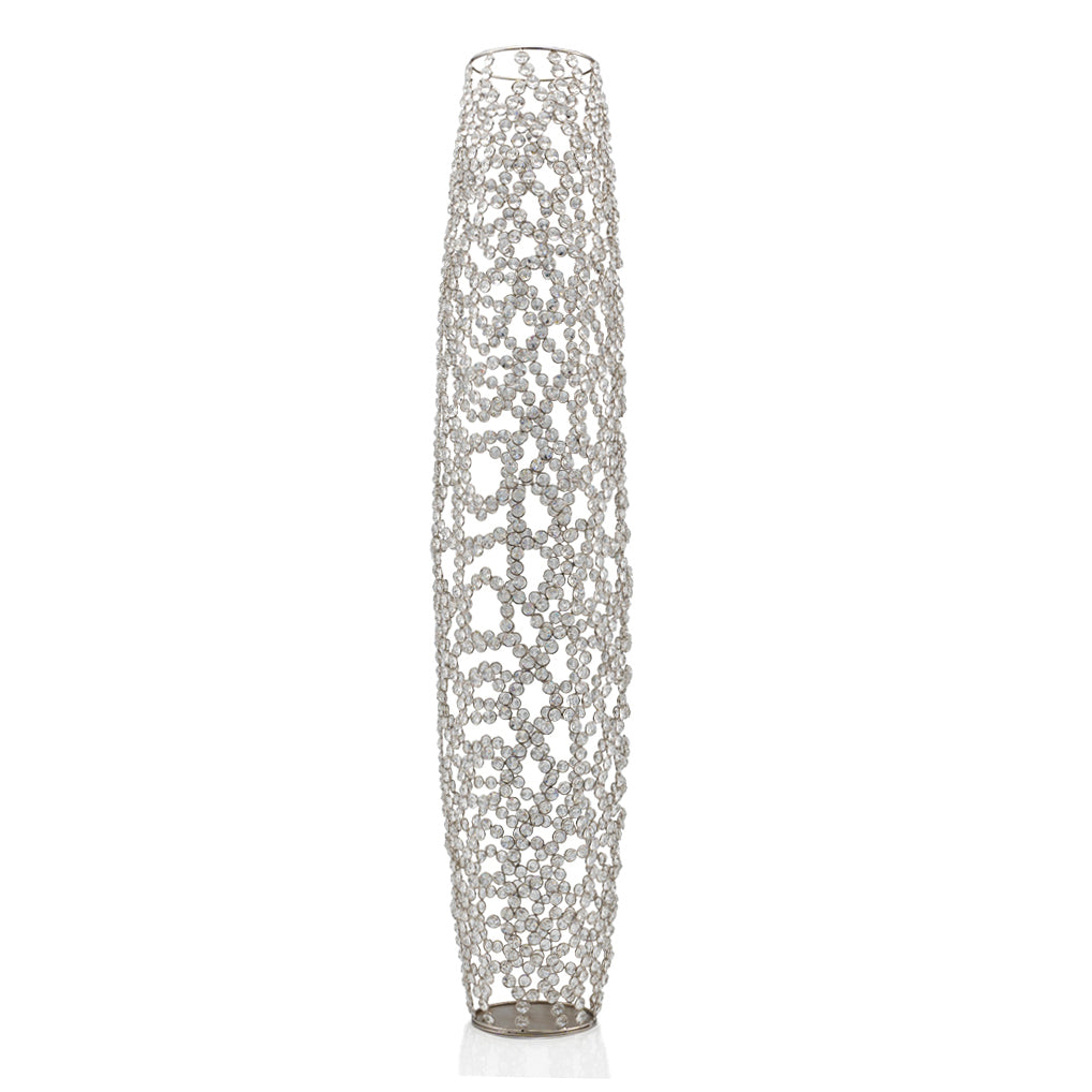 47" Crystal Glass Silver Oval Floor Vase