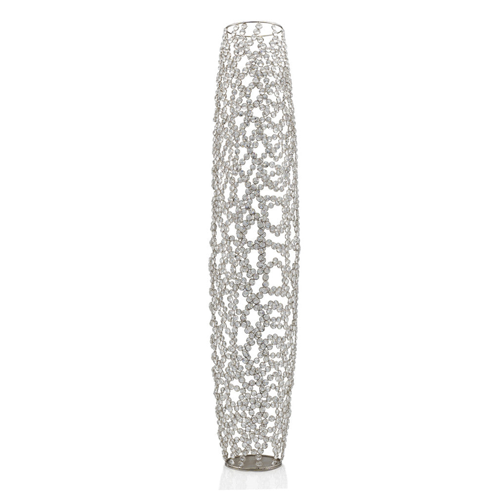 47" Crystal Glass Silver Oval Floor Vase