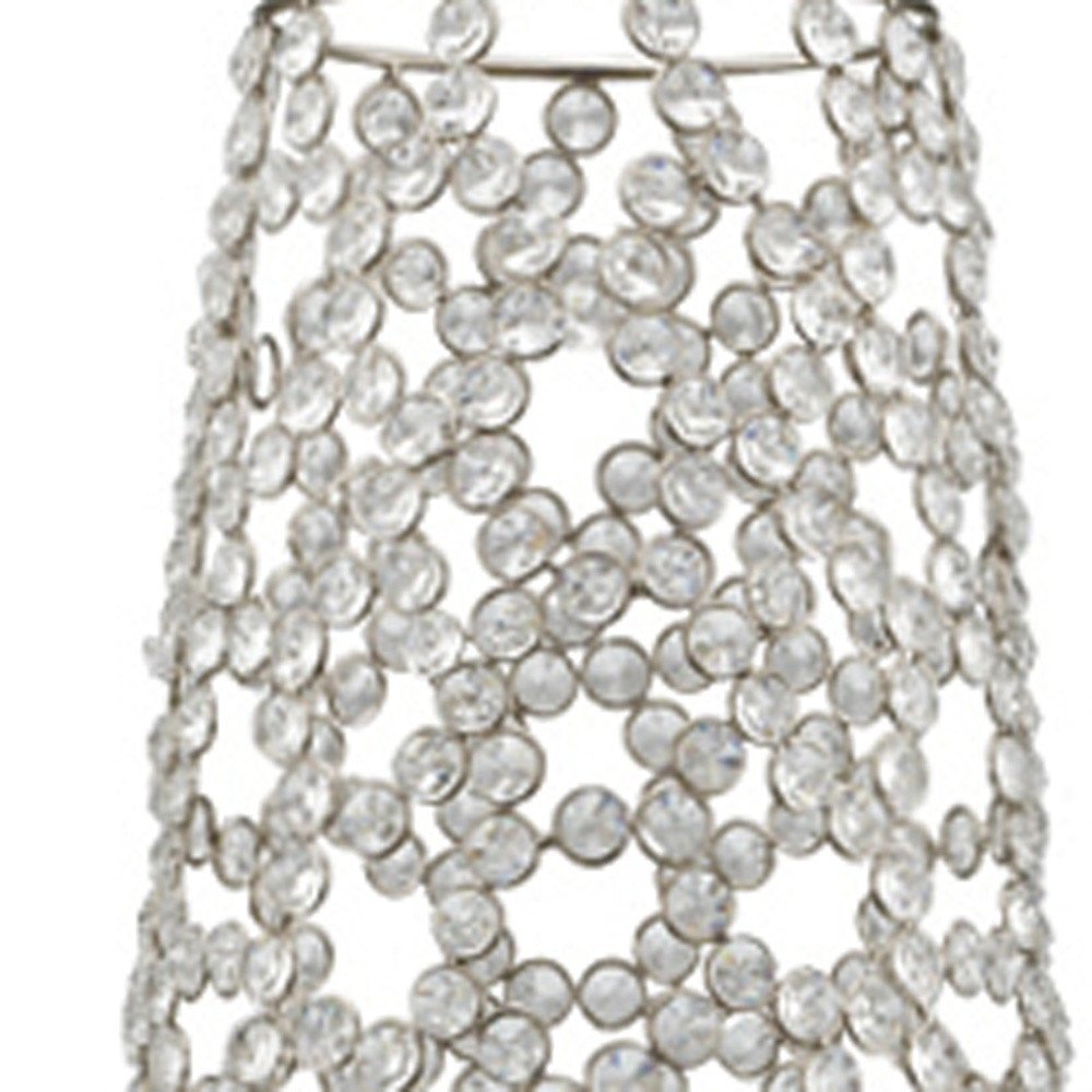 47" Silver Oval Crystal Glass Floor Vase With Faux Crystals