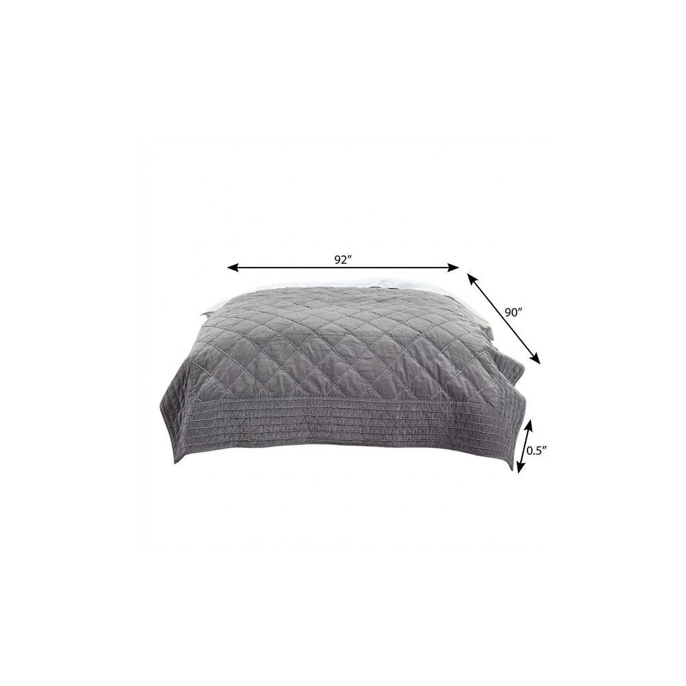 92" X 90" Gray Geometric Cotton Quilt
