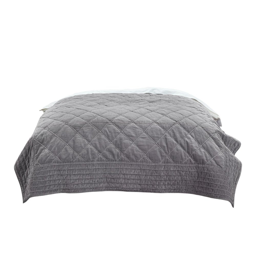 92" X 90" Gray Geometric Cotton Quilt