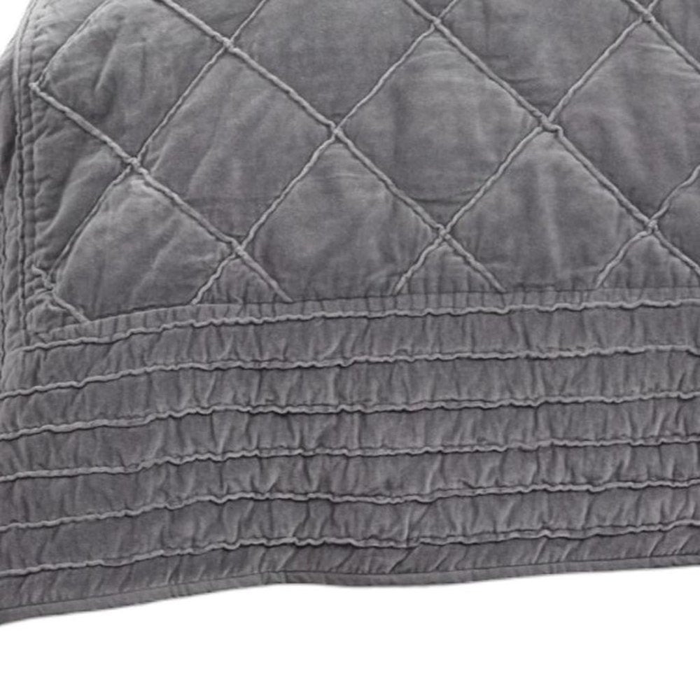 92" X 90" Gray Geometric Cotton Quilt