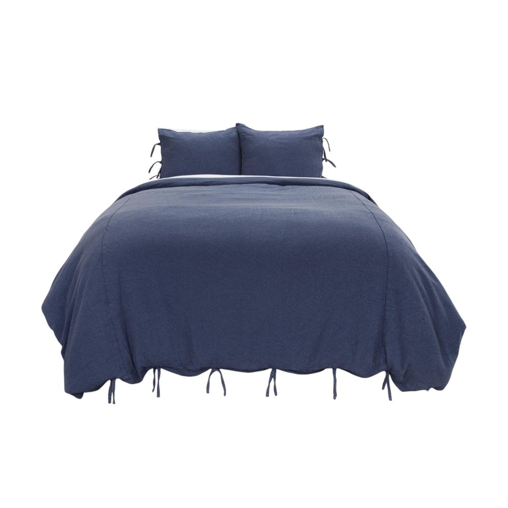 Indigo King Cotton Washable Polyester Duvet Cover Set With Two Shams