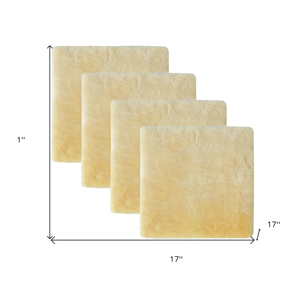 Set Of Four 17" X 17" Cornsilk Linen Solid Color Dining Chair Pad