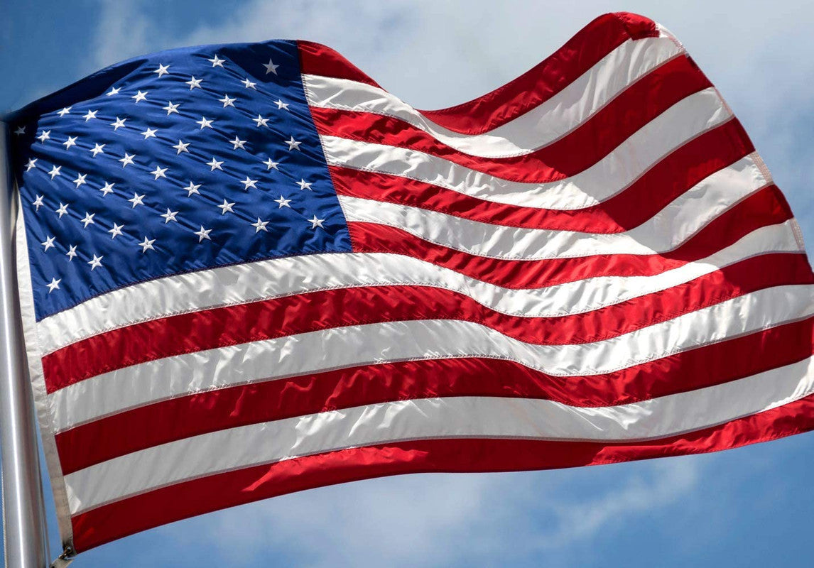 Set of Two Red White And Blue Embroidered Nylon American Flags