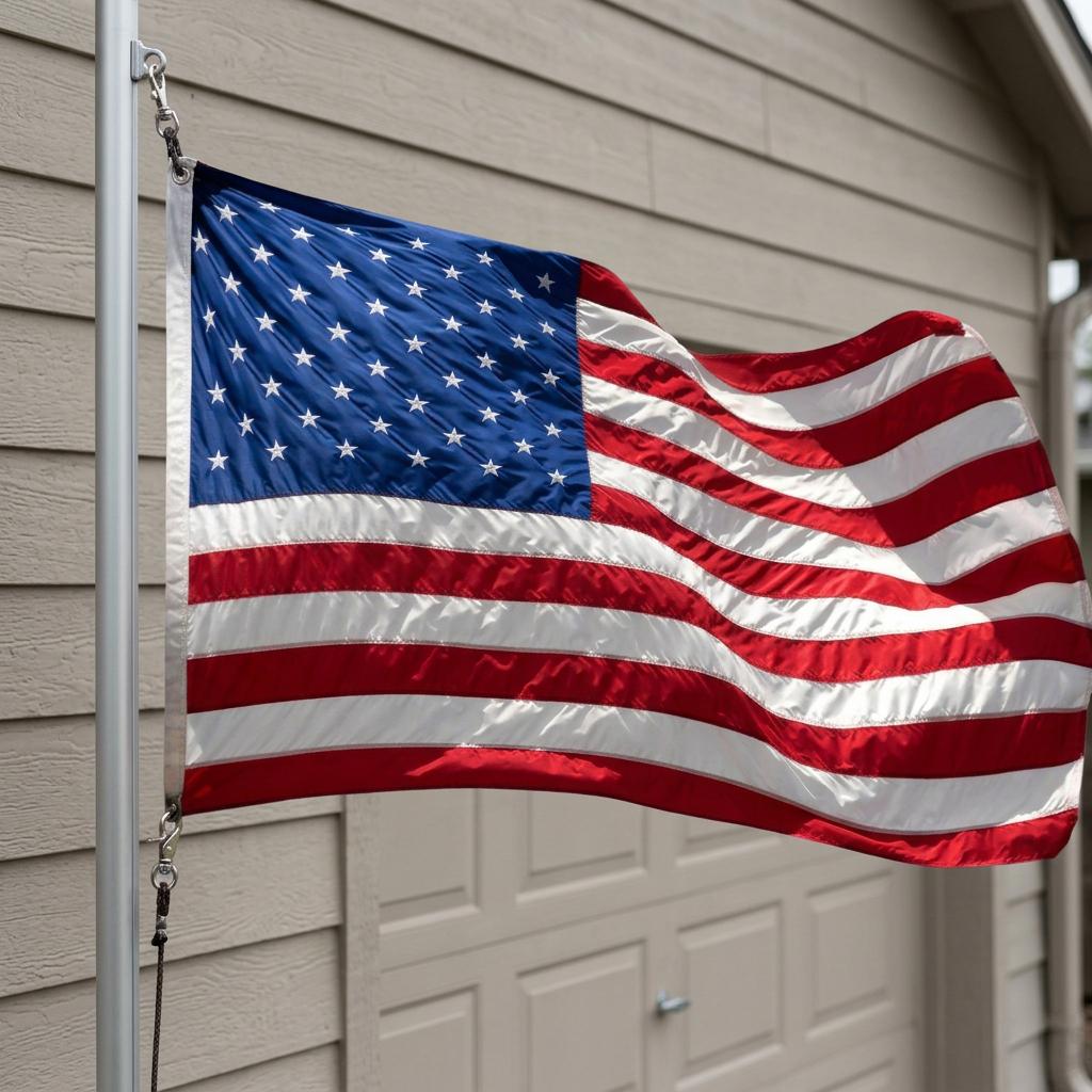 Set of Two Red White And Blue Embroidered Nylon American Flags