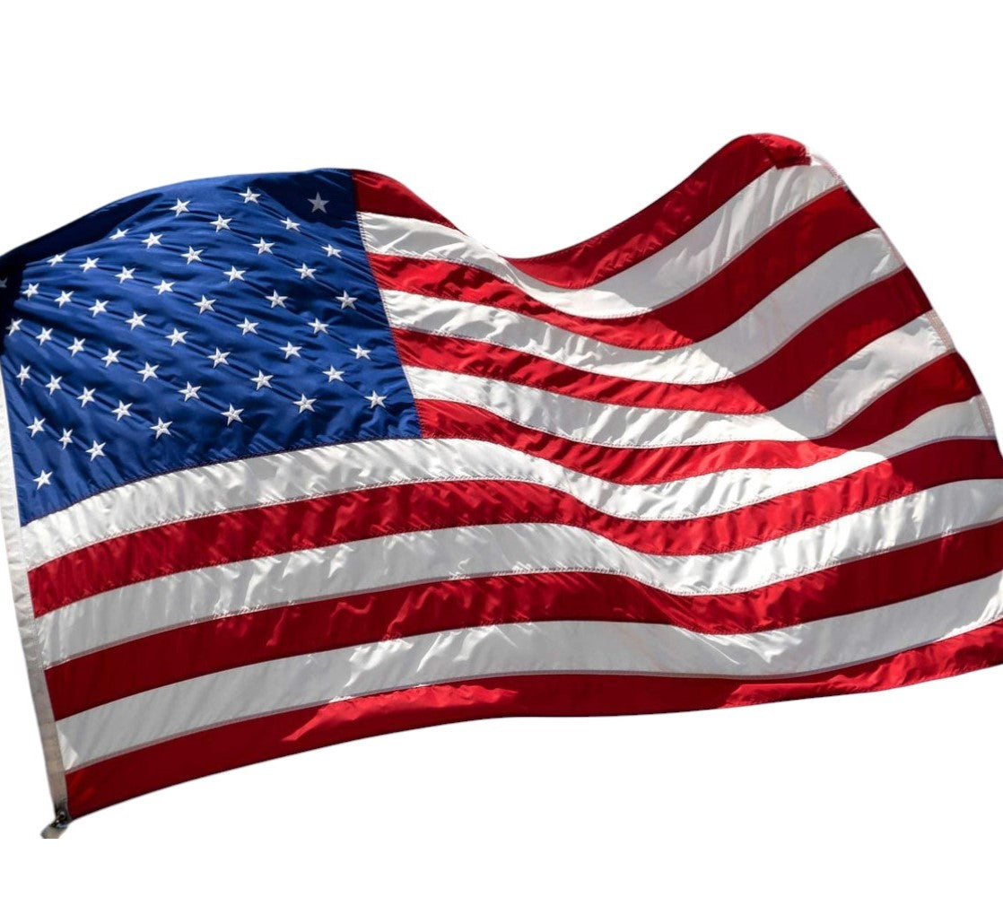 Set of Four Red White And Blue Embroidered Nylon American Flags