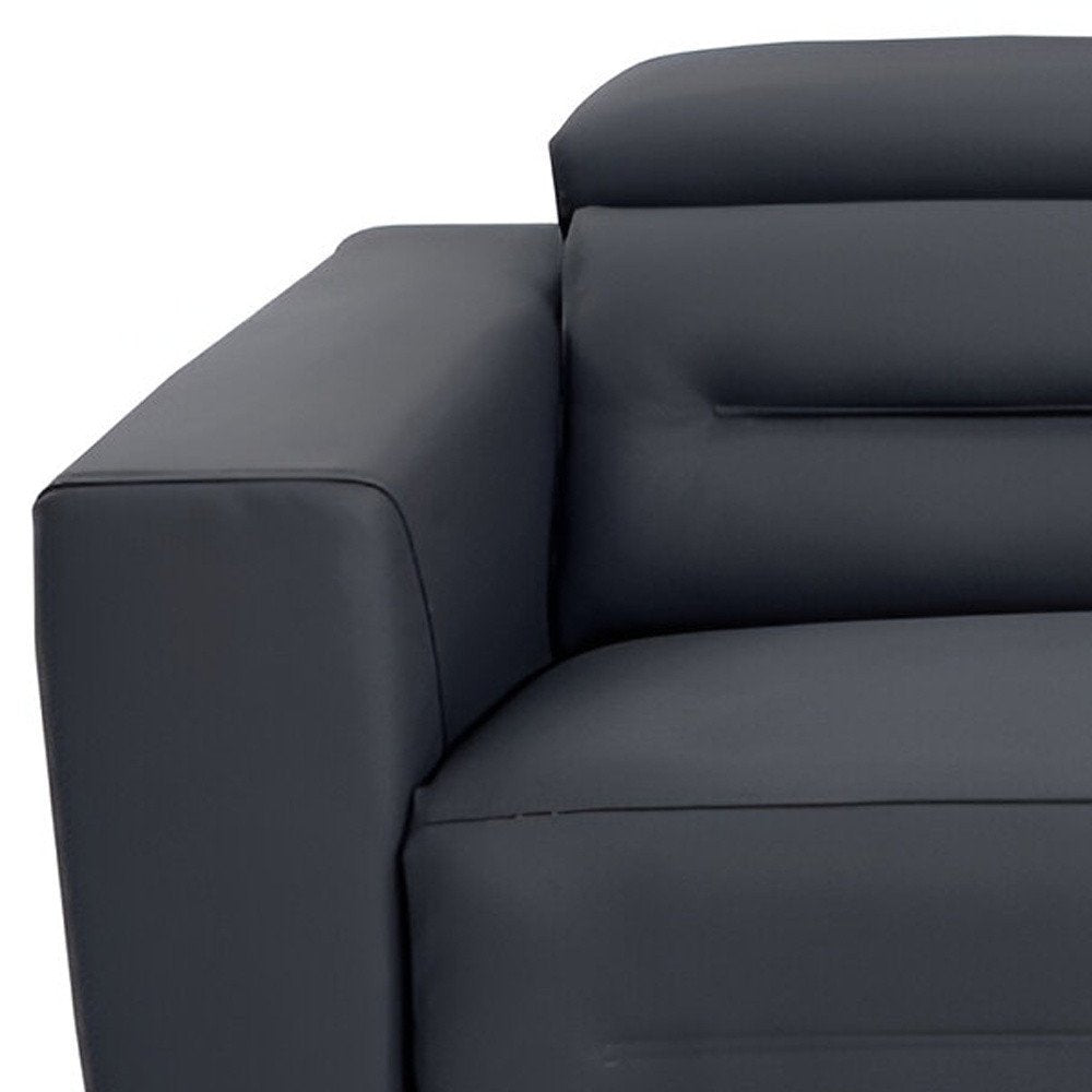 83" White Italian Leather USB Reclining Sofa With Black Legs