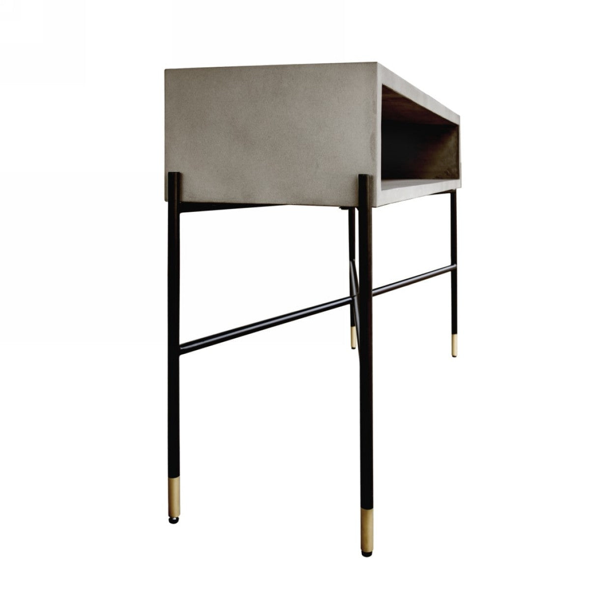 45" Gray and Black Concrete and Iron Console Table