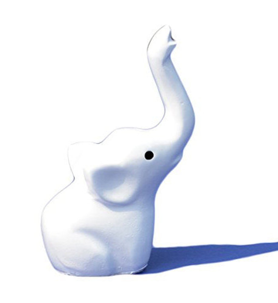 4" White Metal Elephant Tabletop Sculpture