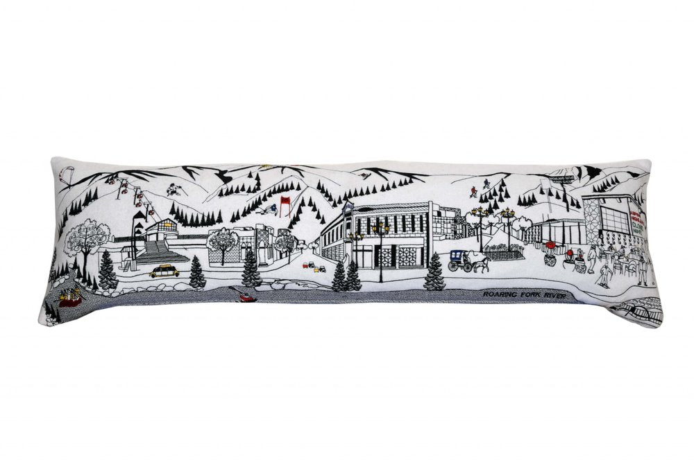 14" X 45" Cream Aspen Daylight Skyline Lumbar Decorative Pillow