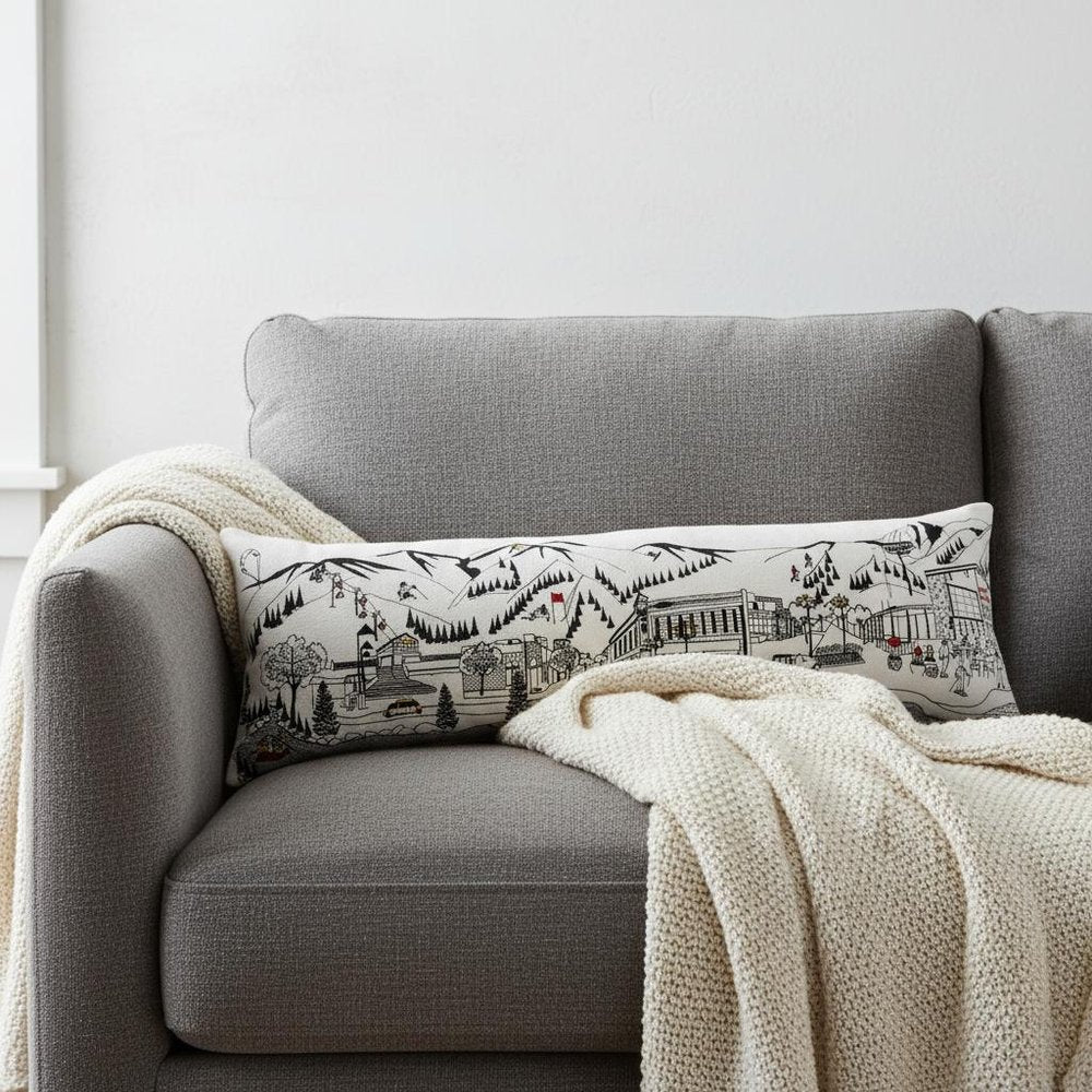 14" X 45" Cream Aspen Daylight Skyline Lumbar Decorative Pillow