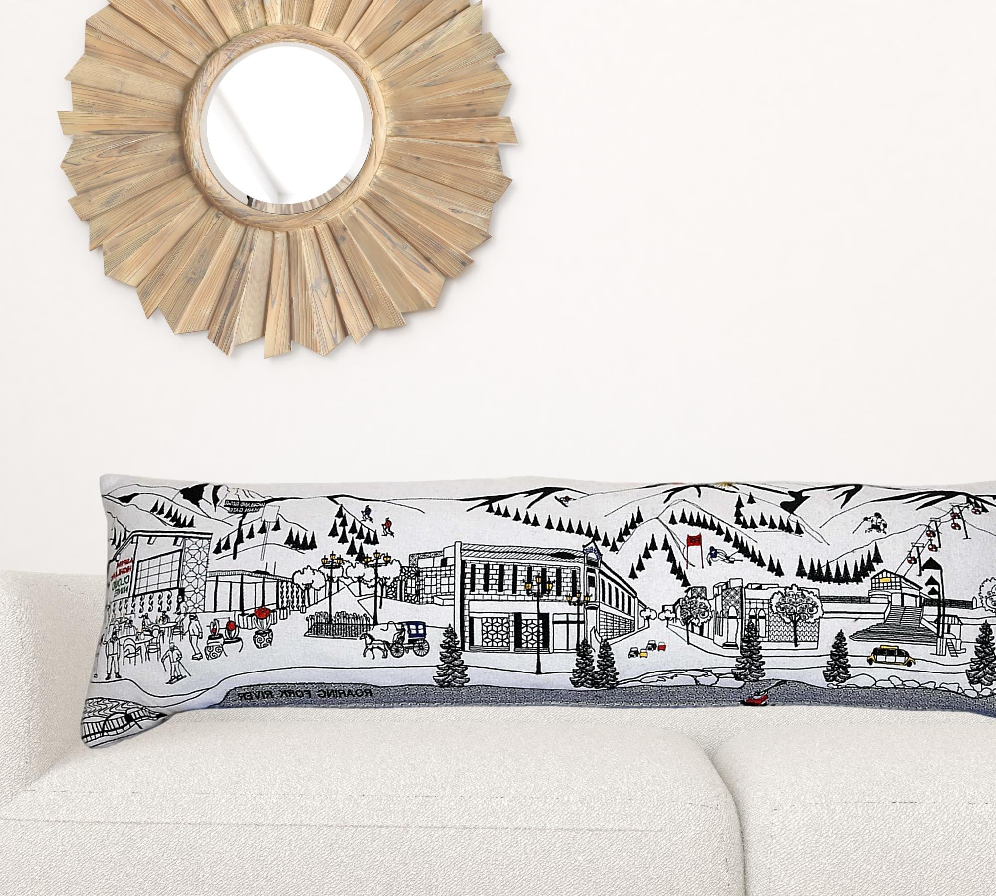 45" White Aspen Daylight Skyline Lumbar Decorative Pillow