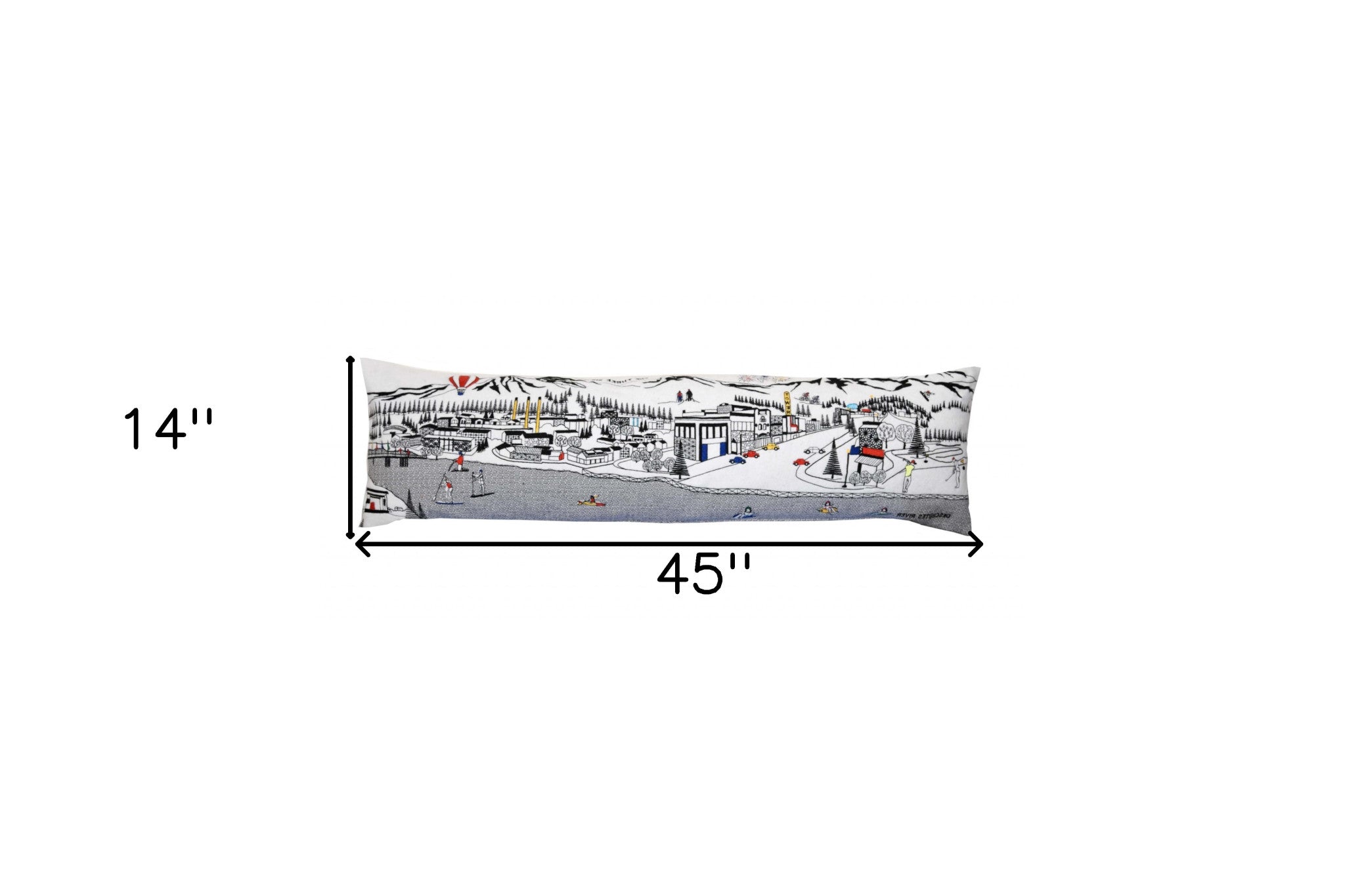 14" X 45" Cream Bend Daylight Skyline Lumbar Decorative Pillow