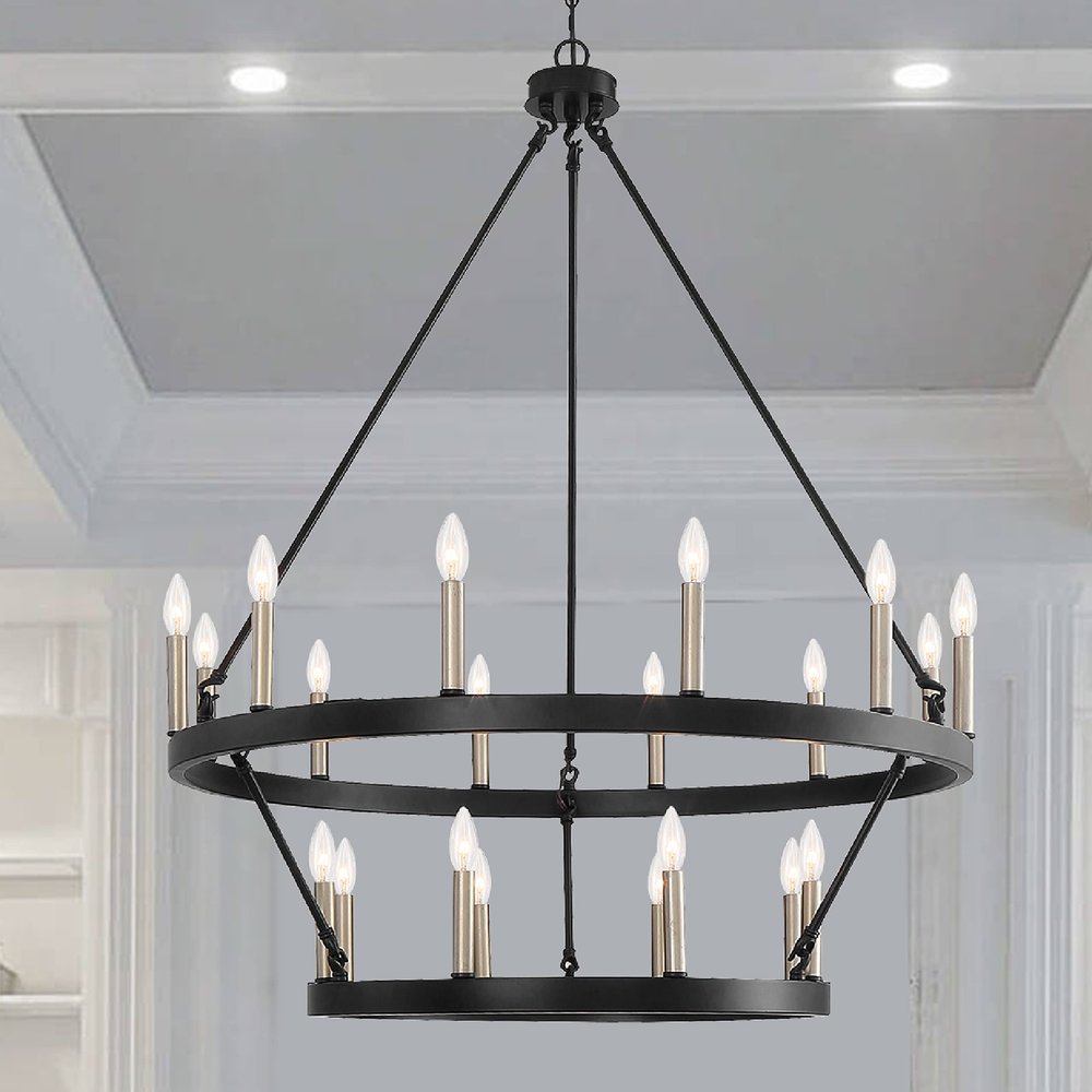Black Candle Style Multi Light Metal Dimmable Chandelier