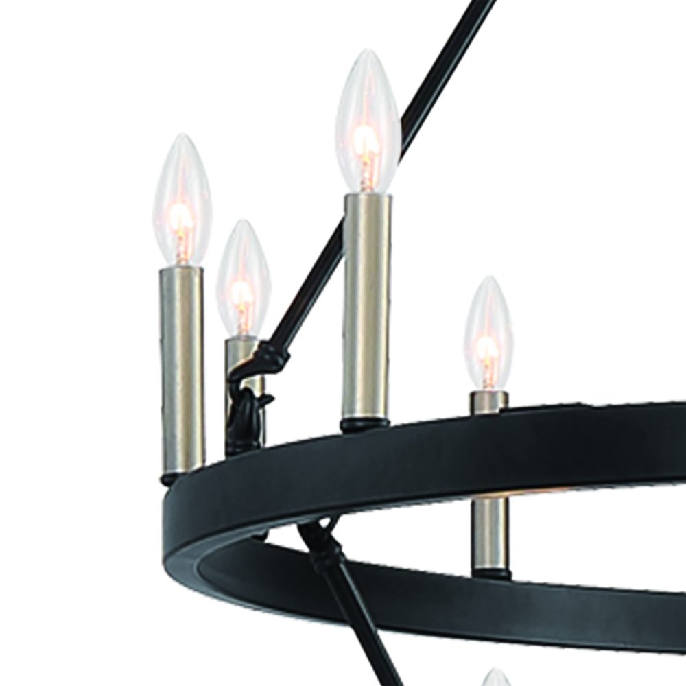 Black Candle Style Multi Light Metal Dimmable Chandelier