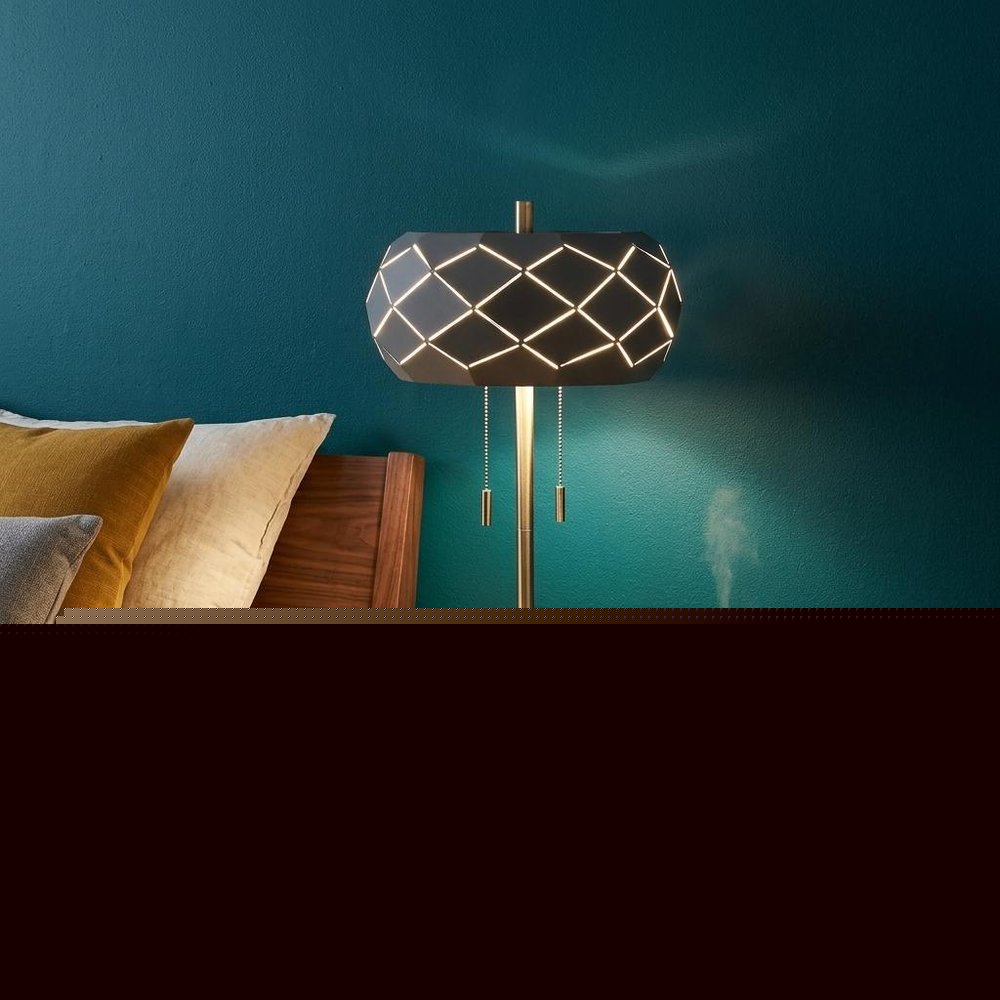 28" Silver Metal Table Lamp With Geometric Laser Cut Metal Shade