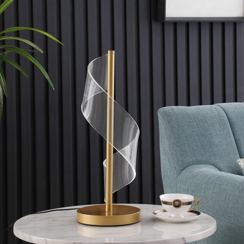 19" Wave Swirl Acrylic Led Brushed Gold Table Lamp Gold Table Lamp