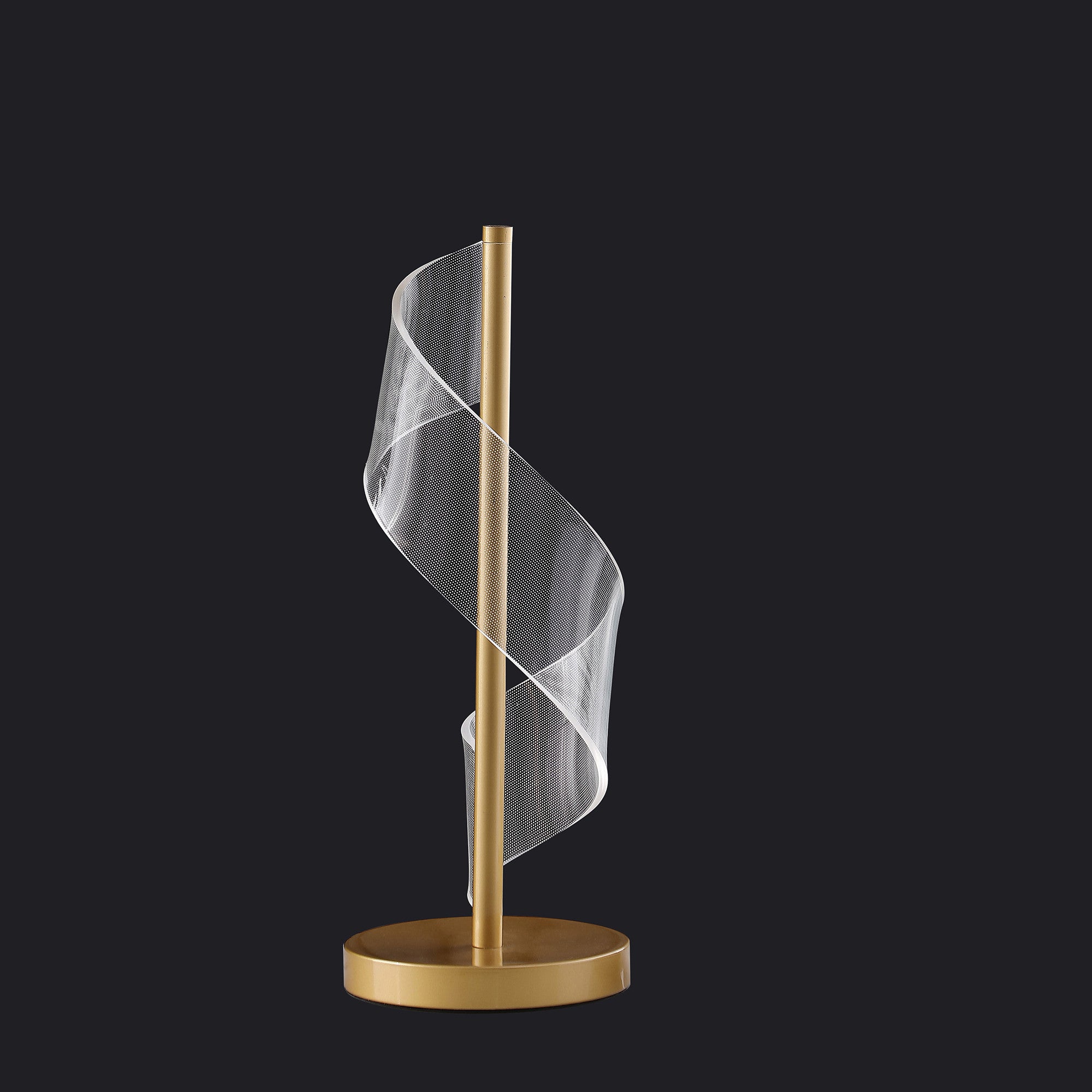 19" Wave Swirl Acrylic Led Brushed Gold Table Lamp Gold Table Lamp