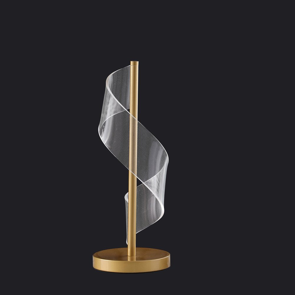 19" Gold Modern Swirl Metal and Acrylic LED Table Lamp