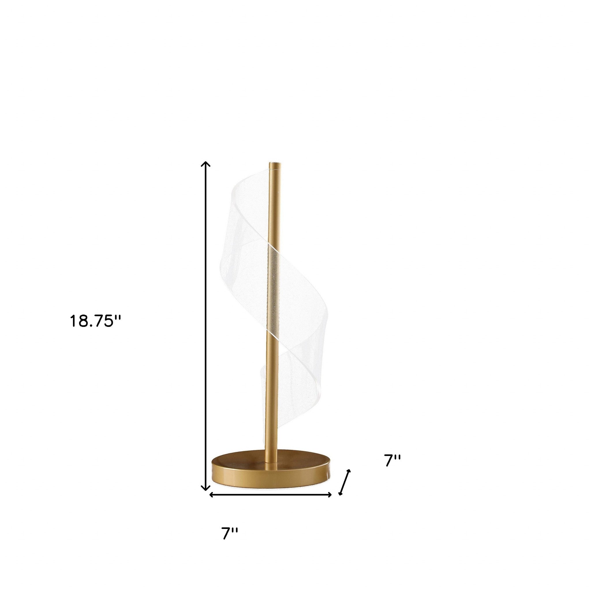 19" Wave Swirl Acrylic Led Brushed Gold Table Lamp Gold Table Lamp