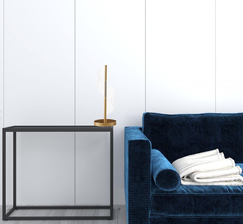 19" Gold Modern Swirl Metal and Acrylic LED Table Lamp