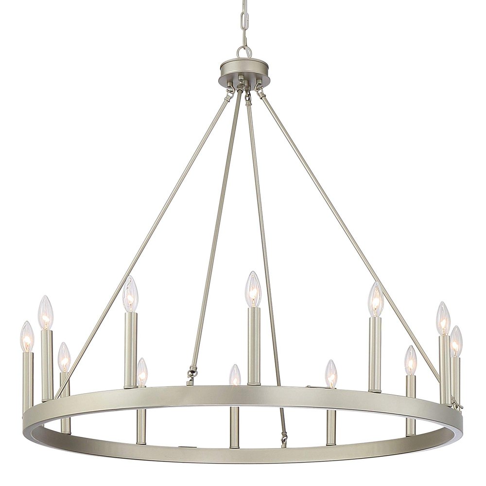 Silver Candle Style Twelve Light Metal Dimmable Chandelier