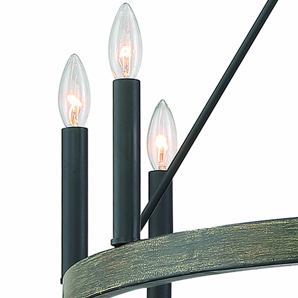 Black Candle Style Twelve Light Metal Dimmable Chandelier