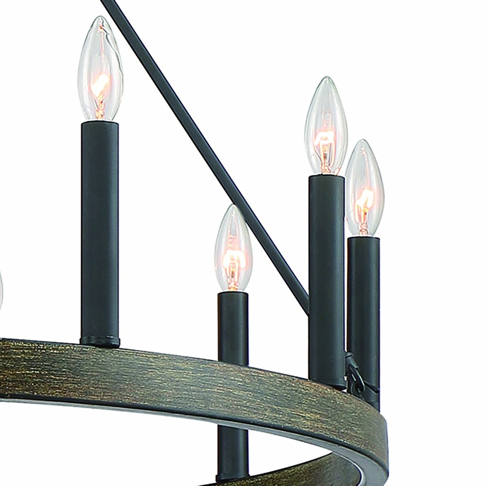 Black Candle Style Twelve Light Metal Dimmable Chandelier
