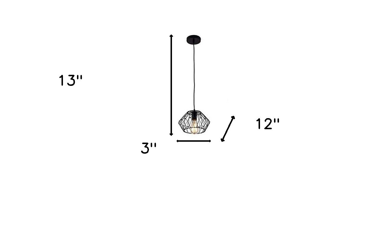 Black Metal Cage Modern Industrial Single Bulb Hanging Pendent Light