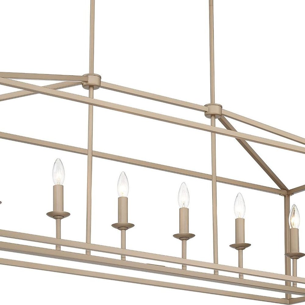 Brass Candle Style Six Light Metal Dimmable Chandelier