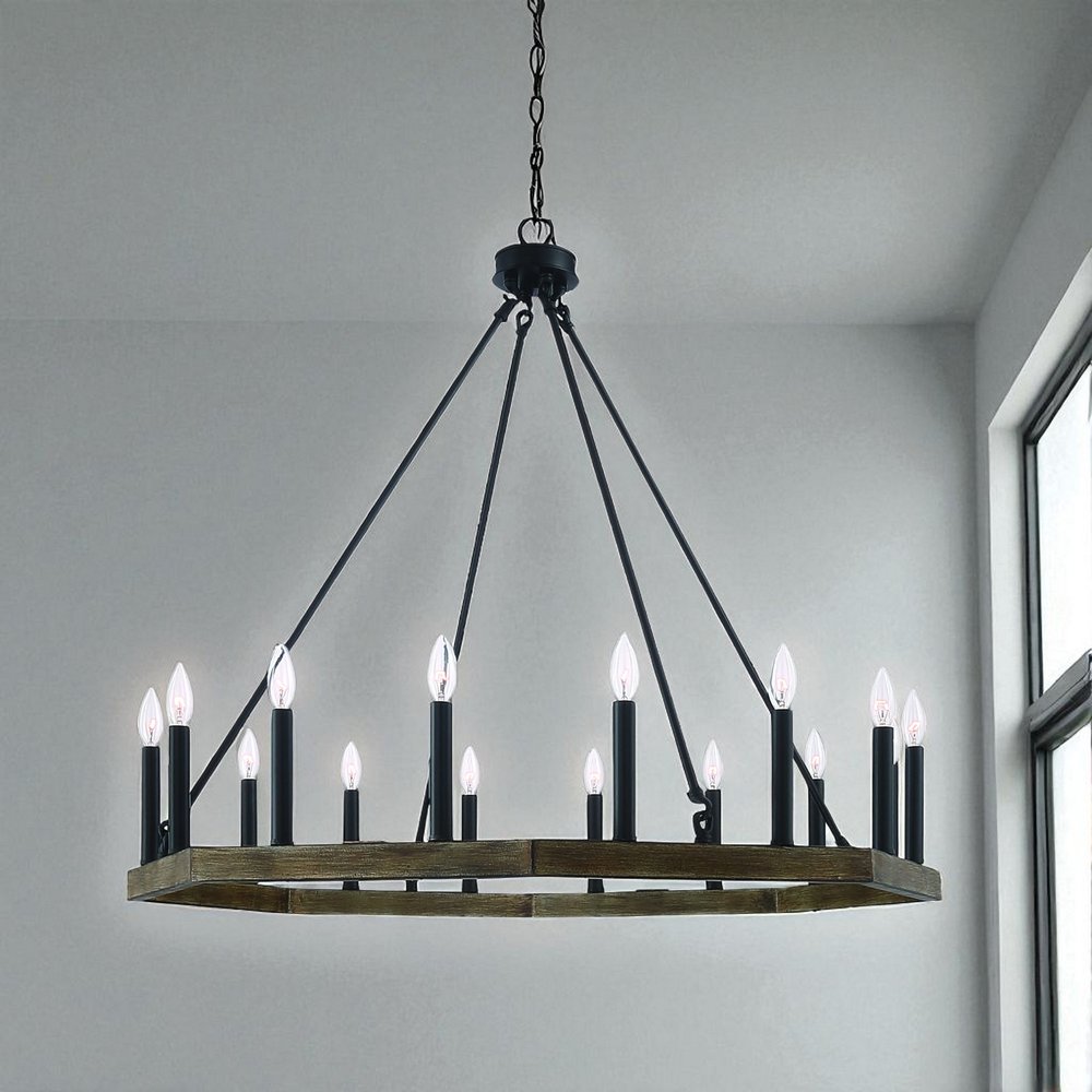 Brown And Black Candle Style Multi Light Metal Dimmable Chandelier