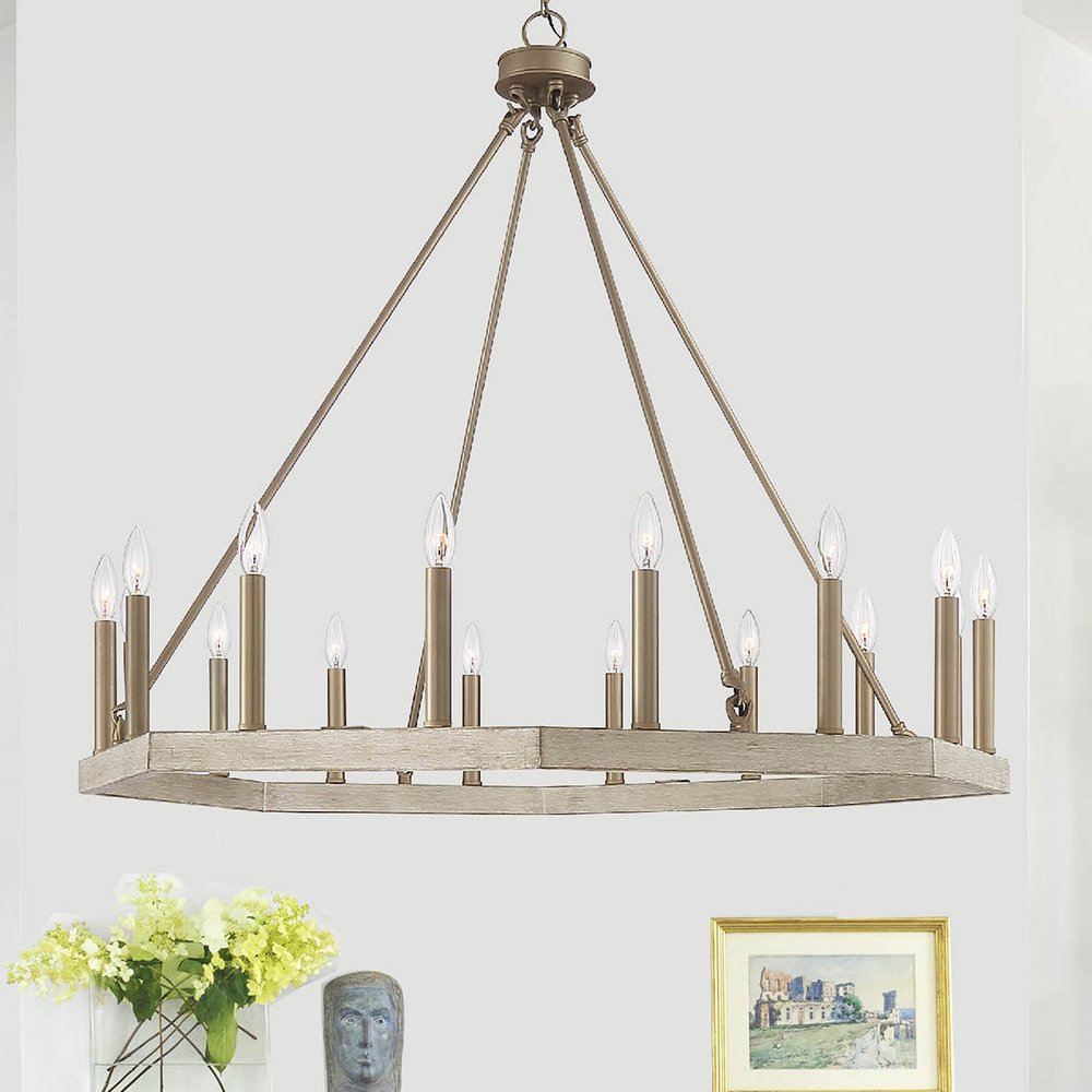 Brass Candle Style Multi Light Metal Dimmable Flush Chandelier