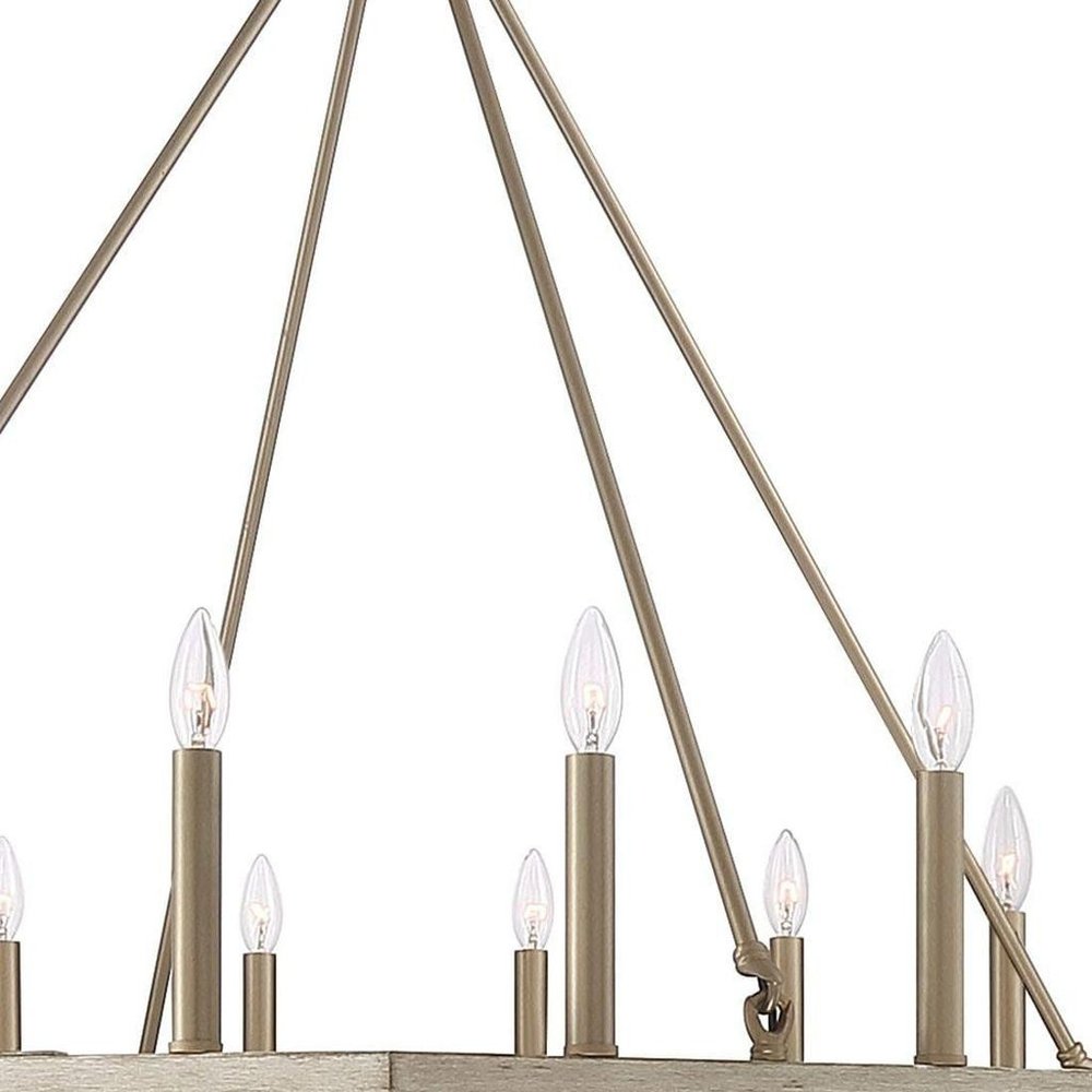 Brass Candle Style Multi Light Metal Dimmable Flush Chandelier