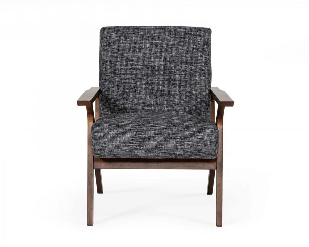 24" Gray And Brown Upholstered Arm Chair