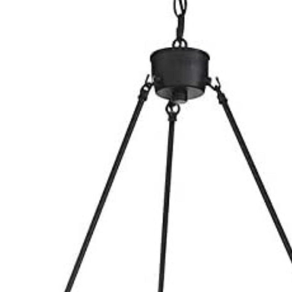 Black And Gold Candle Style Six Light Metal Dimmable Chandelier