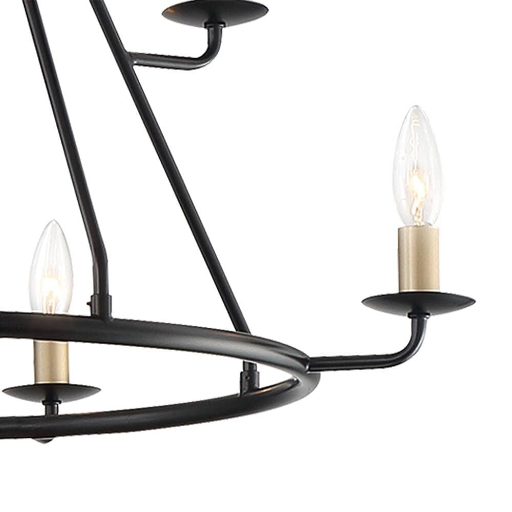 Black And Gold Candle Style Eight Light Metal Dimmable Chandelier
