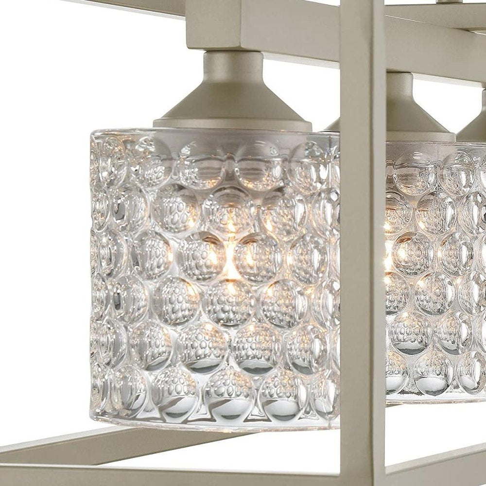 Silver Kitchen Island Five Light Metal Dimmable Chandelier With Clear Shades