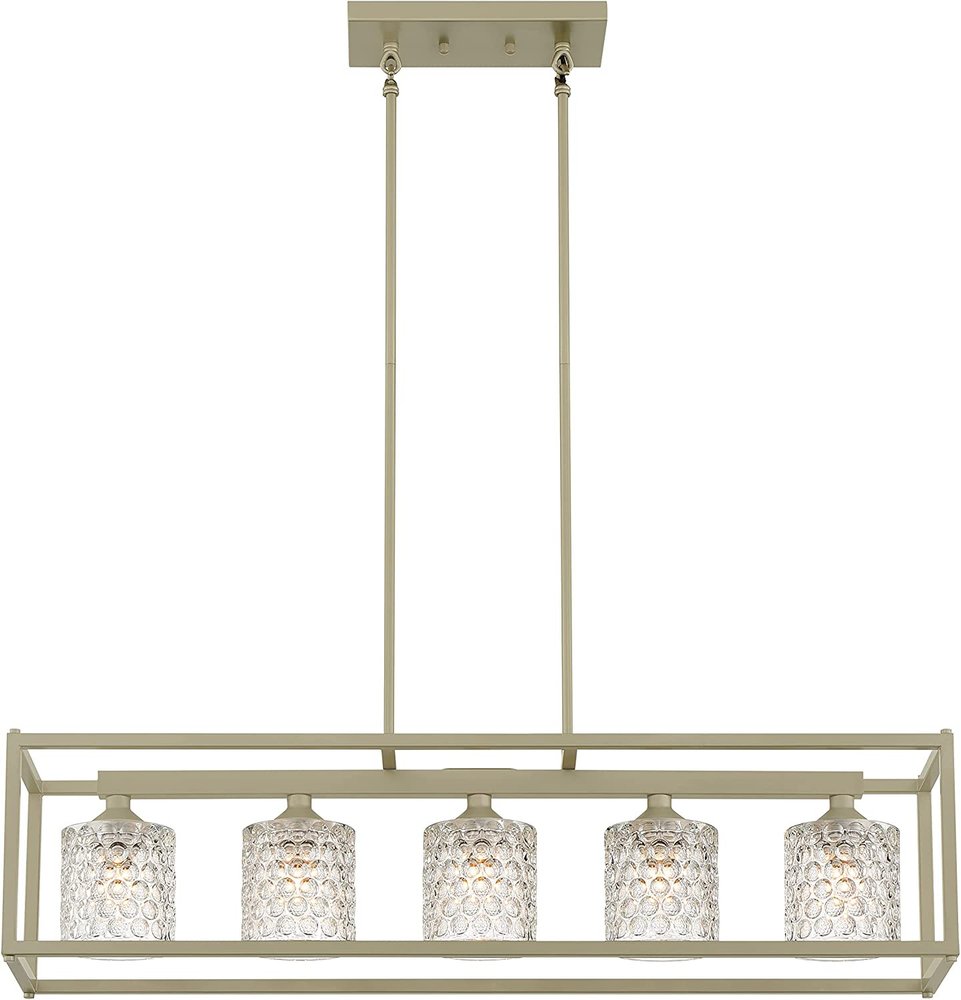 Silver Kitchen Island Five Light Metal Dimmable Chandelier With Clear Shades