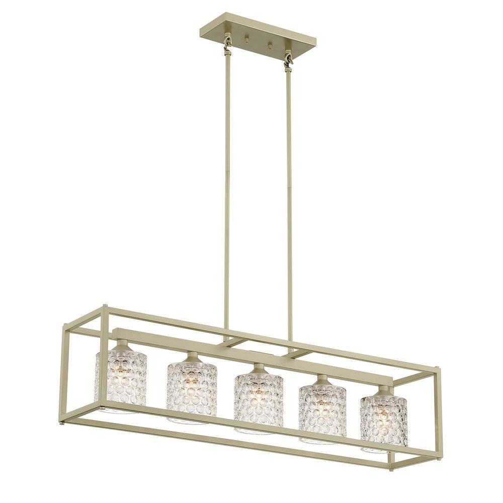 Silver Kitchen Island Five Light Metal Dimmable Chandelier With Clear Shades