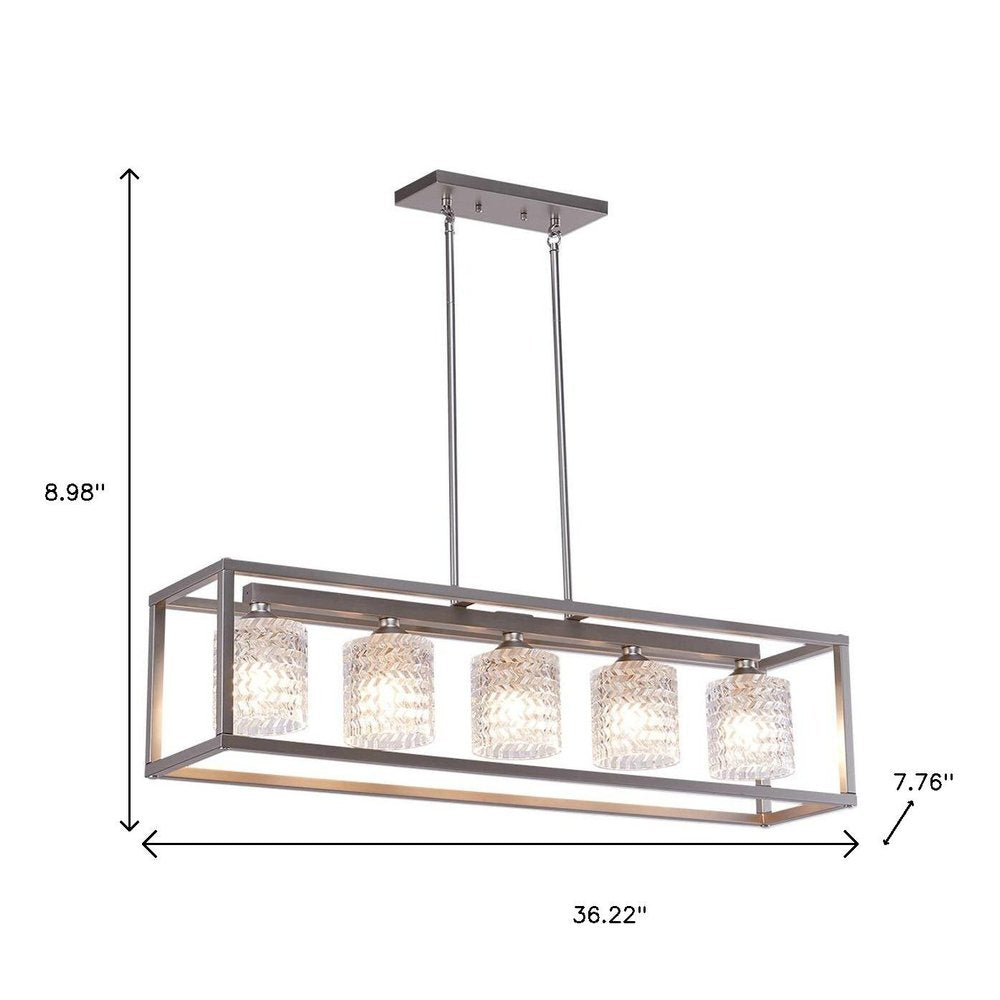 Clear Kitchen Island Five Light Metal Dimmable Chandelier With Clear Shades