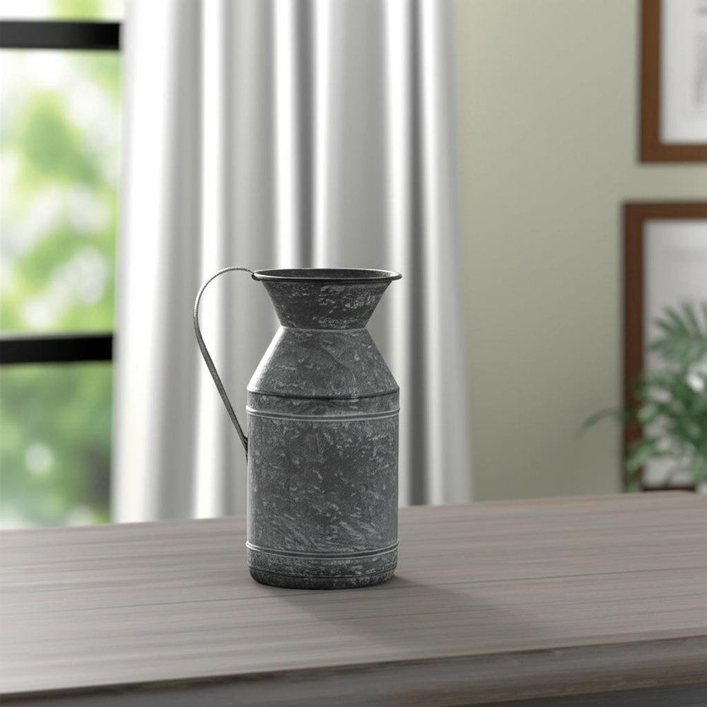 11" Gray Metal Jug Vase
