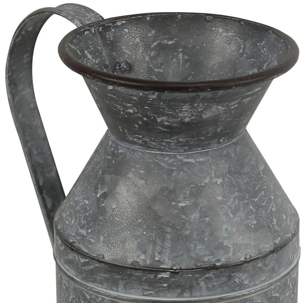 11" Gray Metal Jug Vase