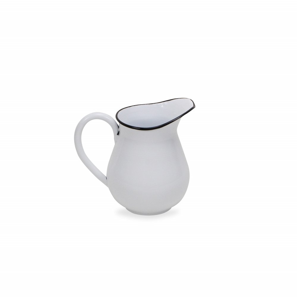 8" White and Black Metal Jug Vase