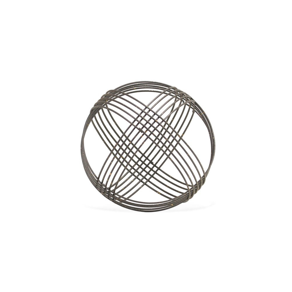 7" Gray Metal Hand Painted Decorative Orb Tabletop Sculpture