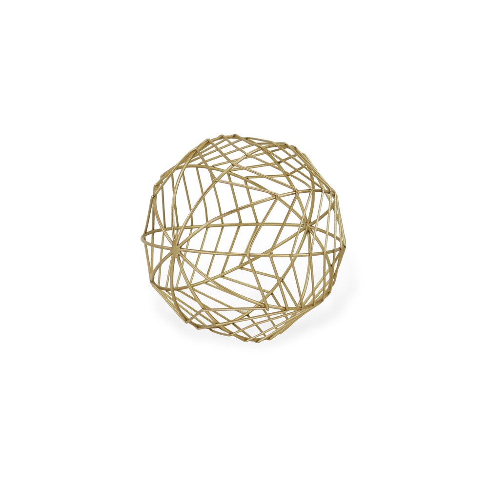 7" Gold Metal Hand Painted Decorative Orb Tabletop Sculpture