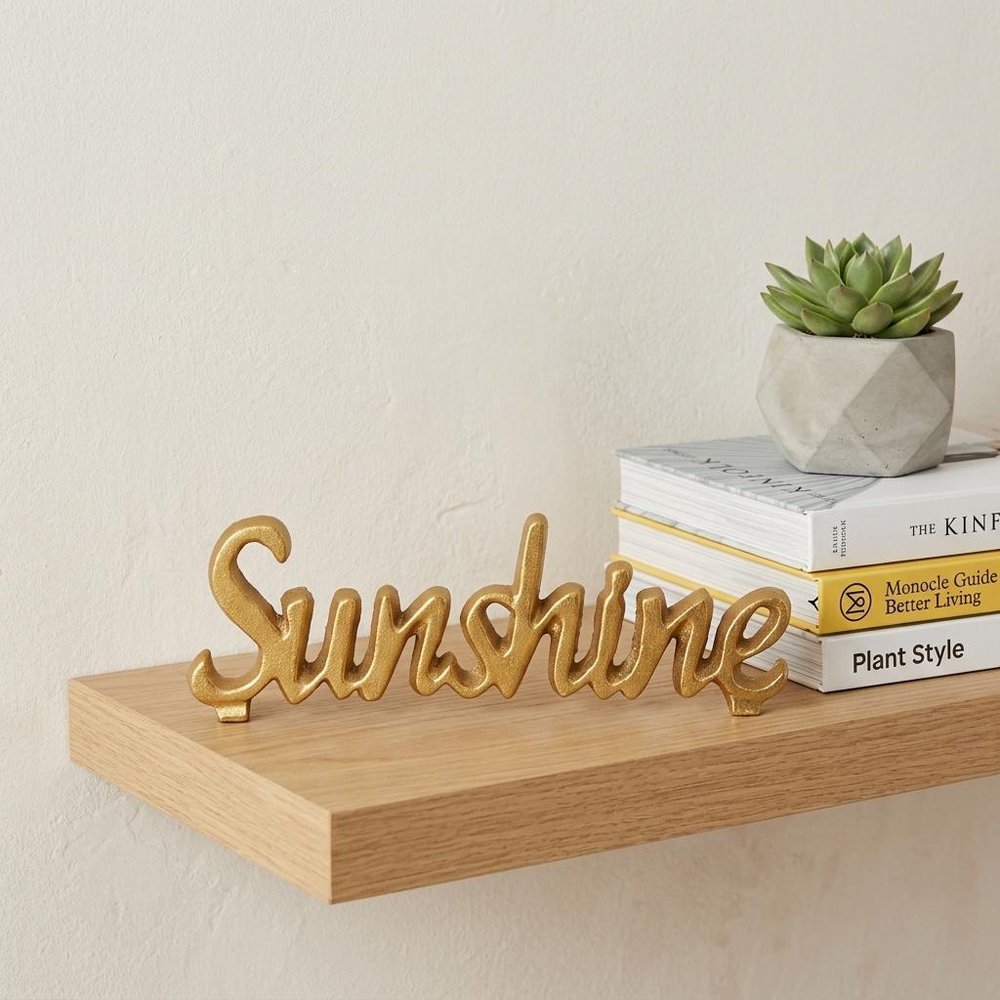 3" Gold Cast Iron Hand Painted Sunshine Sculpture