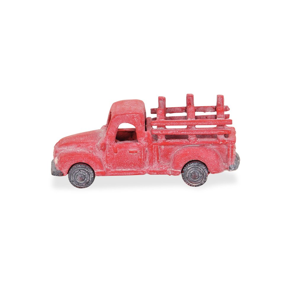 5" Red Metal Hand Painted Decorative Truck Tabletop Sculpture