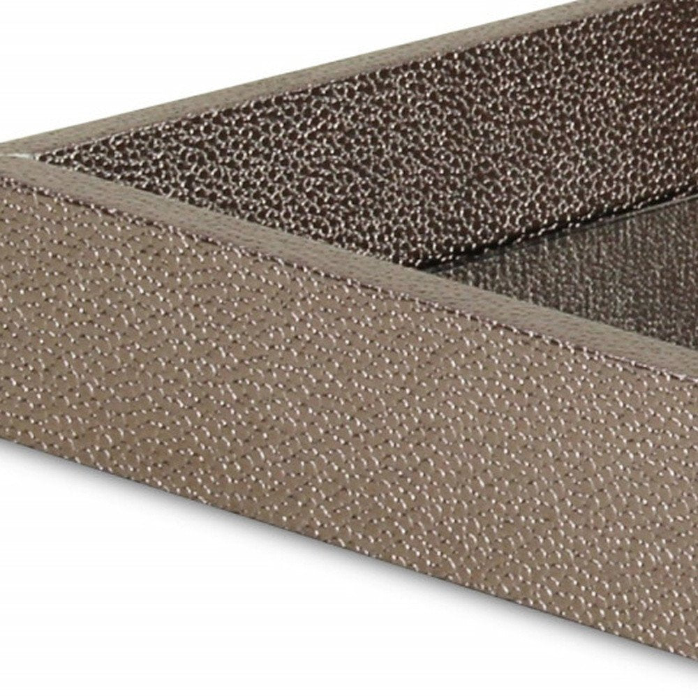 10" Gray Mirrored Glass And Wood Faux Shagreen Vanity Tray