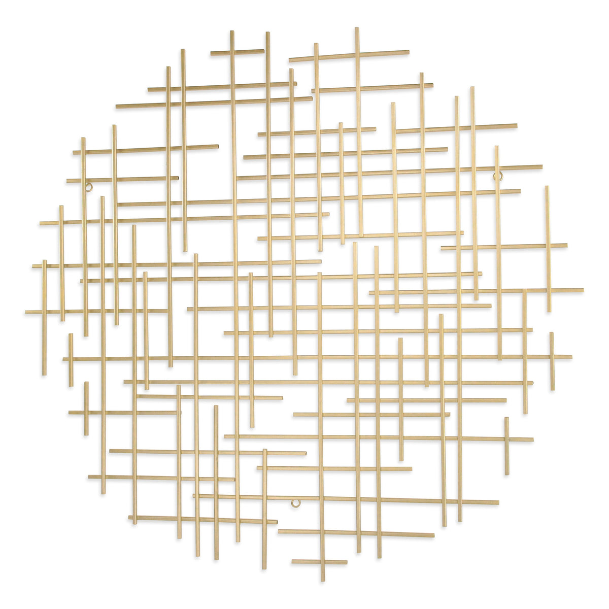37" X 38" Gold Metal Abstract Lines Round Hanging Dimensional Sculpture